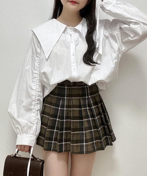 Cham.（チャム）の「プリーツチェックスカート（スカート・レディース・ブラウン・F）」の11枚目の写真