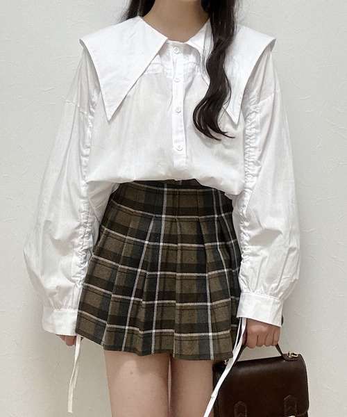 Cham.（チャム）の「プリーツチェックスカート（スカート・レディース・ブラウン・F）」の10枚目の写真