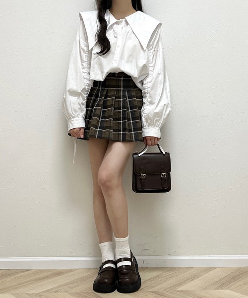 Cham.（チャム）の「プリーツチェックスカート（スカート・レディース・ブラウン・F）」の9枚目の写真