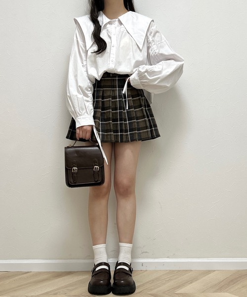 Cham.（チャム）の「プリーツチェックスカート（スカート・レディース・ブラウン・F）」の8枚目の写真