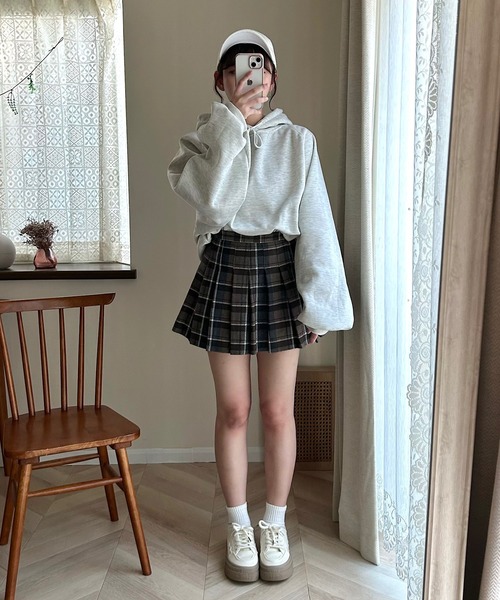 Cham.（チャム）の「プリーツチェックスカート（スカート・レディース・ブラウン・F）」の22枚目の写真