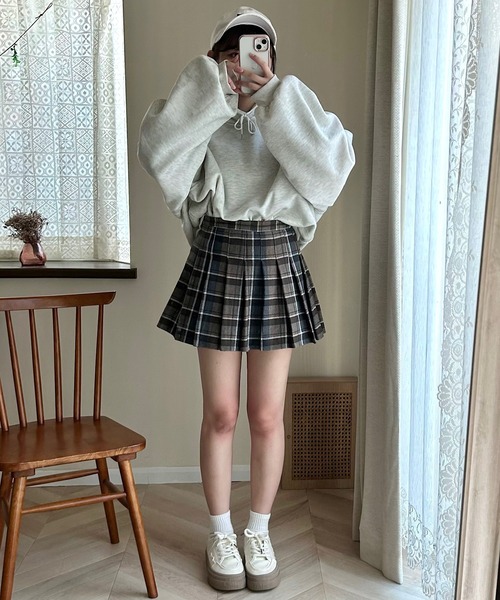 Cham.（チャム）の「プリーツチェックスカート（スカート・レディース・ブラウン・F）」の21枚目の写真