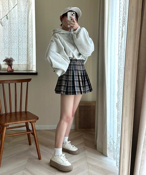 Cham.（チャム）の「プリーツチェックスカート（スカート・レディース・ブラウン・F）」の20枚目の写真