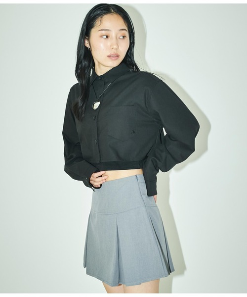 ANLIBERTY ANAP(アンリバティアナップ)の「長袖クロップドシャツ(シャツ/ブラウス・レディース・ブルー/ブラック・FREE)」の16枚目の写真