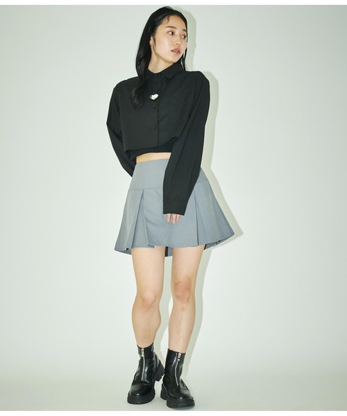ANLIBERTY ANAP(アンリバティアナップ)の「長袖クロップドシャツ(シャツ/ブラウス・レディース・ブルー/ブラック・FREE)」の14枚目の写真