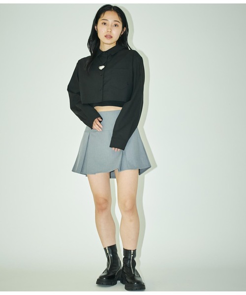 ANLIBERTY ANAP(アンリバティアナップ)の「長袖クロップドシャツ(シャツ/ブラウス・レディース・ブルー/ブラック・FREE)」の13枚目の写真