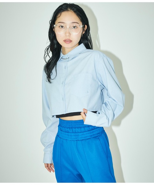 ANLIBERTY ANAP(アンリバティアナップ)の「長袖クロップドシャツ(シャツ/ブラウス・レディース・ブルー/ブラック・FREE)」の12枚目の写真