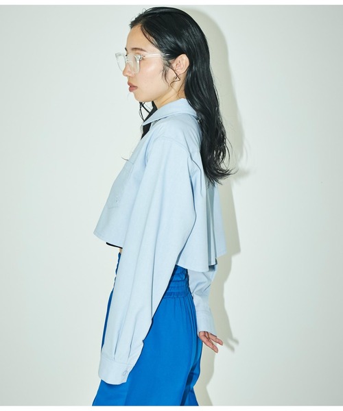 ANLIBERTY ANAP(アンリバティアナップ)の「長袖クロップドシャツ(シャツ/ブラウス・レディース・ブルー/ブラック・FREE)」の11枚目の写真