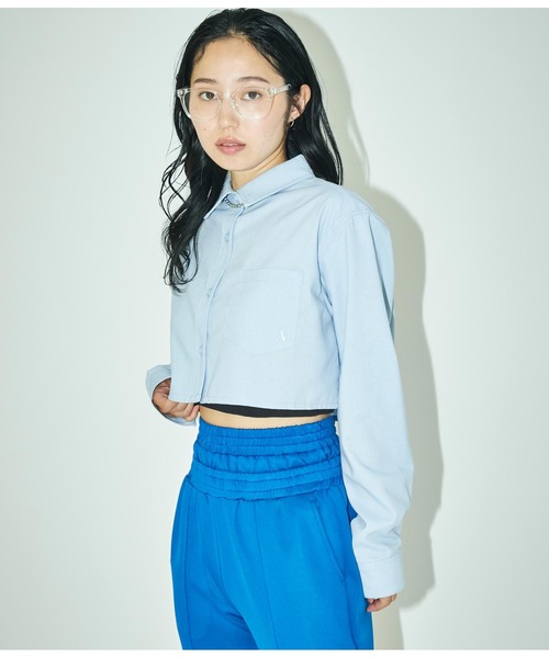 ANLIBERTY ANAP(アンリバティアナップ)の「長袖クロップドシャツ(シャツ/ブラウス・レディース・ブルー/ブラック・FREE)」の10枚目の写真