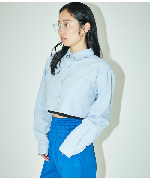 ANLIBERTY ANAP(アンリバティアナップ)の「長袖クロップドシャツ(シャツ/ブラウス・レディース・ブルー/ブラック・FREE)」の9枚目の写真