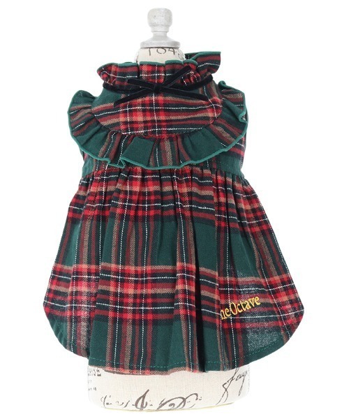 One Octave(ワンオクターヴ)の「One Octave/チェックフリルワンピ(ペットウェア・レディース・ブルー/グリーン・L/2M/M/2XS/S/XS/2L)」の3枚目の写真