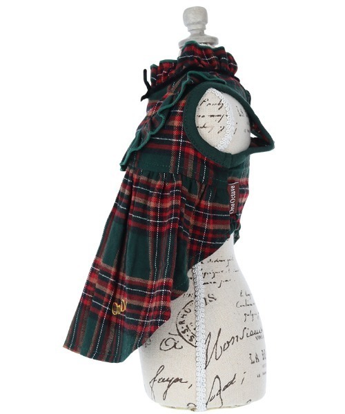 One Octave(ワンオクターヴ)の「One Octave/チェックフリルワンピ(ペットウェア・レディース・ブルー/グリーン・L/2M/M/2XS/S/XS/2L)」の4枚目の写真