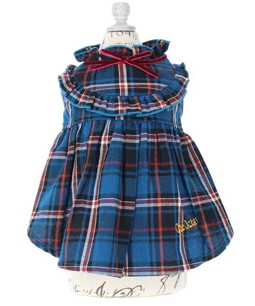 One Octave(ワンオクターヴ)の「One Octave/チェックフリルワンピ(ペットウェア・レディース・ブルー/グリーン・L/2M/M/2XS/S/XS/2L)」の6枚目の写真