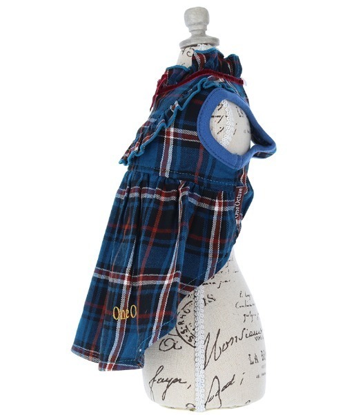 One Octave(ワンオクターヴ)の「One Octave/チェックフリルワンピ(ペットウェア・レディース・ブルー/グリーン・L/2M/M/2XS/S/XS/2L)」の7枚目の写真