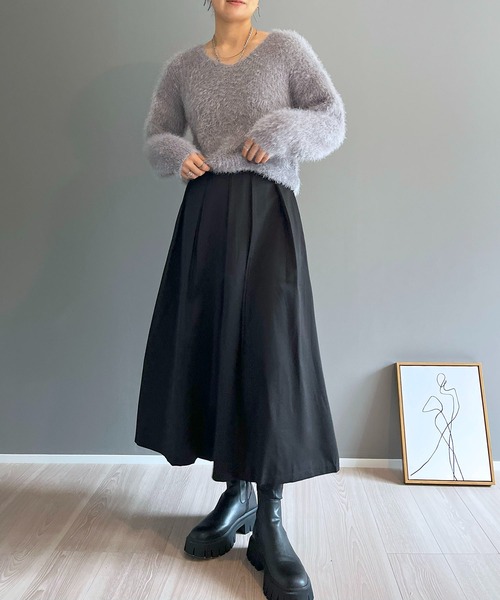 Jewelobe(ジュエローブ)の「タックフレアロングスカート(スカート・レディース・グレー/ベージュ/ブラック・M/S)」の22枚目の写真