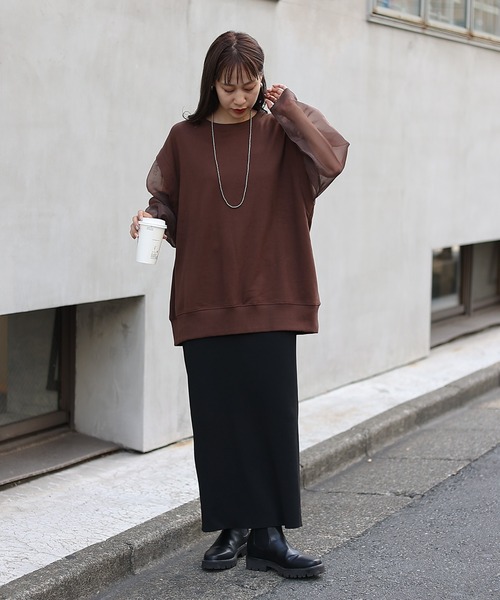 COLONY 2139（コロニートゥーワンスリーナイン）の「袖シアードッキング裏毛プルオーバー（Tシャツ/カットソー・レディース・グレー/ブラウン/オフホワイト/ブラック・FREE）」の12枚目の写真