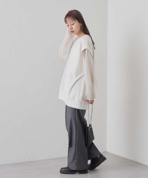 COLONY 2139（コロニートゥーワンスリーナイン）の「袖シアードッキング裏毛プルオーバー（Tシャツ/カットソー・レディース・グレー/ブラウン/オフホワイト/ブラック・FREE）」の19枚目の写真