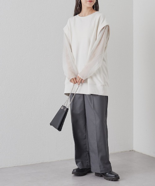 COLONY 2139（コロニートゥーワンスリーナイン）の「袖シアードッキング裏毛プルオーバー（Tシャツ/カットソー・レディース・グレー/ブラウン/オフホワイト/ブラック・FREE）」の20枚目の写真