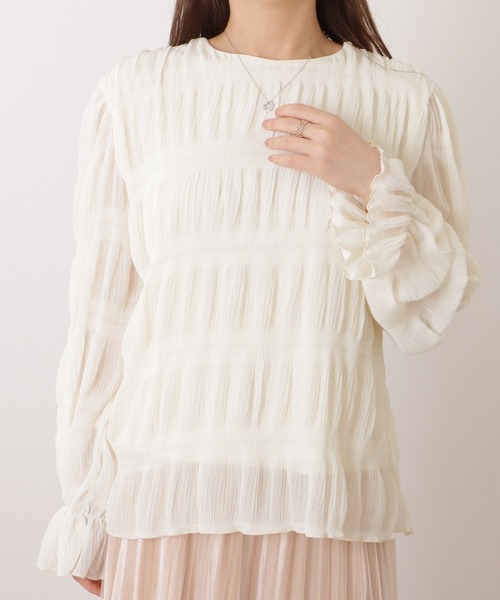 Lace Ladies(レースレディース)の「シャーリングシアーロングスリーブプルオーバー(シャツ/ブラウス・レディース・ブラック/アイボリー・M/XL)」の8枚目の写真