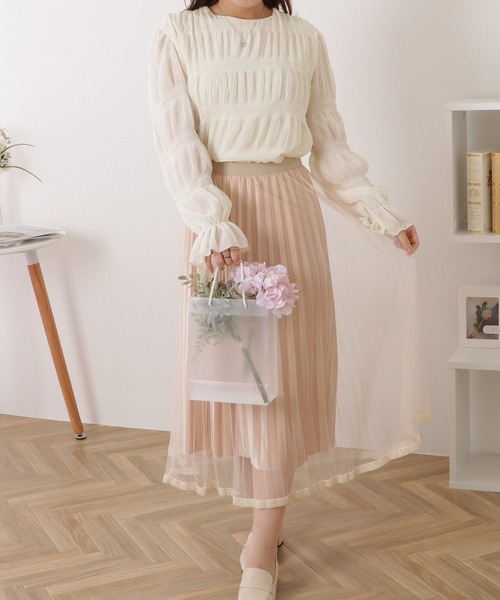 Lace Ladies(レースレディース)の「シャーリングシアーロングスリーブプルオーバー(シャツ/ブラウス・レディース・ブラック/アイボリー・M/XL)」の9枚目の写真