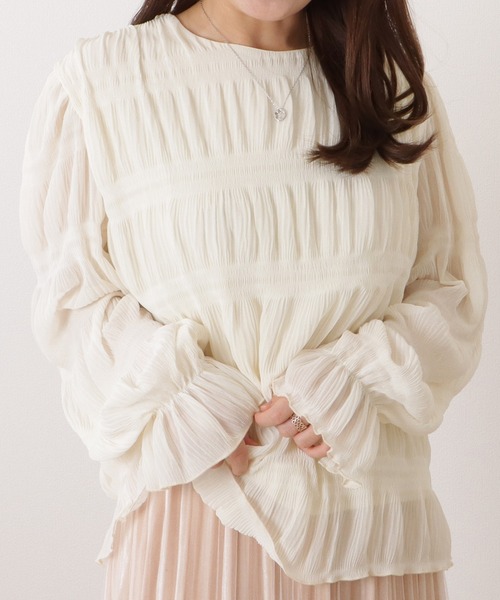 Lace Ladies(レースレディース)の「シャーリングシアーロングスリーブプルオーバー(シャツ/ブラウス・レディース・ブラック/アイボリー・M/XL)」の10枚目の写真