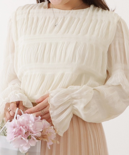 Lace Ladies(レースレディース)の「シャーリングシアーロングスリーブプルオーバー(シャツ/ブラウス・レディース・ブラック/アイボリー・M/XL)」の11枚目の写真