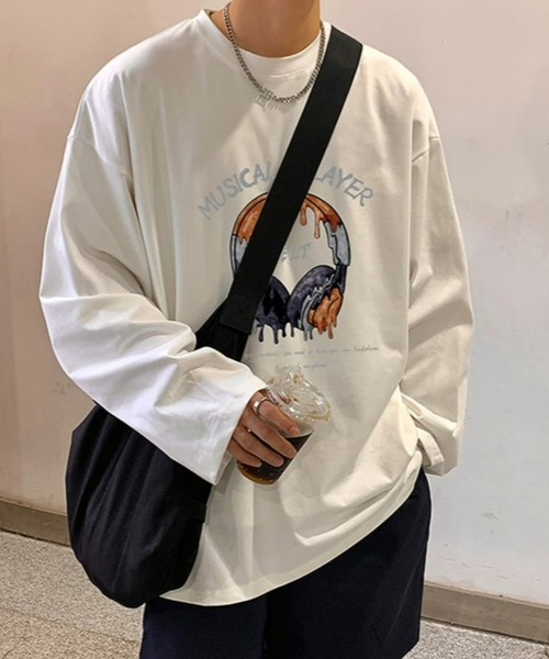 Anchor Smith(アンカー スミス)の「ビッグシルエットグラフィックプリント長袖Tシャツ(Tシャツ/カットソー・メンズ・ブラック/アイボリー/ホワイト/グリーン/スミクロ・M/L)」の2枚目の写真