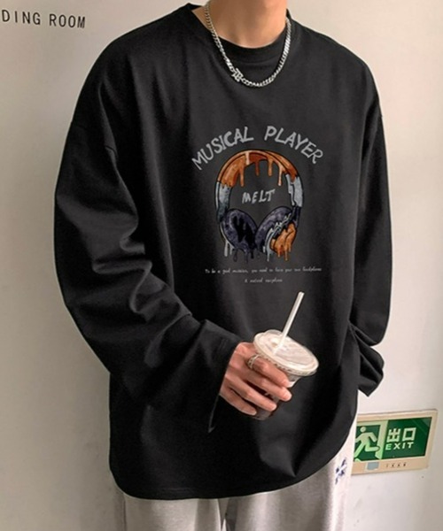 Anchor Smith(アンカー スミス)の「ビッグシルエットグラフィックプリント長袖Tシャツ(Tシャツ/カットソー・メンズ・ブラック/アイボリー/ホワイト/グリーン/スミクロ・M/L)」の1枚目の写真