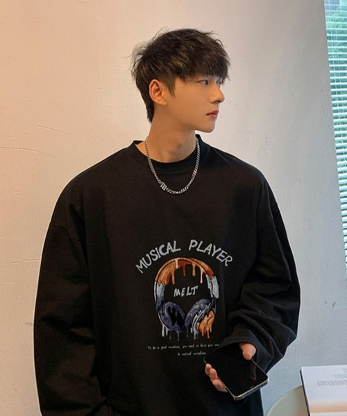 Anchor Smith(アンカー スミス)の「ビッグシルエットグラフィックプリント長袖Tシャツ(Tシャツ/カットソー・メンズ・ブラック/アイボリー/ホワイト/グリーン/スミクロ・M/L)」の11枚目の写真