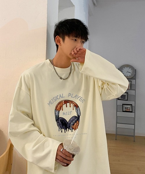 Anchor Smith(アンカー スミス)の「ビッグシルエットグラフィックプリント長袖Tシャツ(Tシャツ/カットソー・メンズ・ブラック/アイボリー/ホワイト/グリーン/スミクロ・M/L)」の9枚目の写真