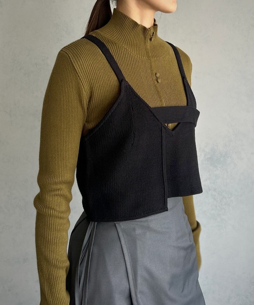 &g'aime（アンジェム）の「【&g’aime】フロントデザインニットビスチェトップス（ニット/セーター・レディース・ブラック/グレイッシュベージュ/パープル/グリーン系その他・FREE）」の9枚目の写真