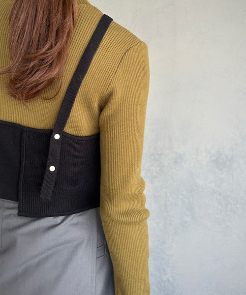 &g'aime（アンジェム）の「【&g’aime】フロントデザインニットビスチェトップス（ニット/セーター・レディース・ブラック/グレイッシュベージュ/パープル/グリーン系その他・FREE）」の10枚目の写真