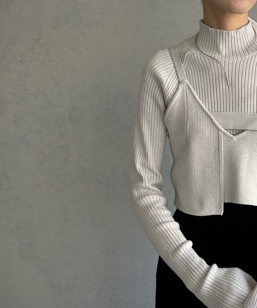 &g'aime（アンジェム）の「【&g’aime】フロントデザインニットビスチェトップス（ニット/セーター・レディース・ブラック/グレイッシュベージュ/パープル/グリーン系その他・FREE）」の16枚目の写真