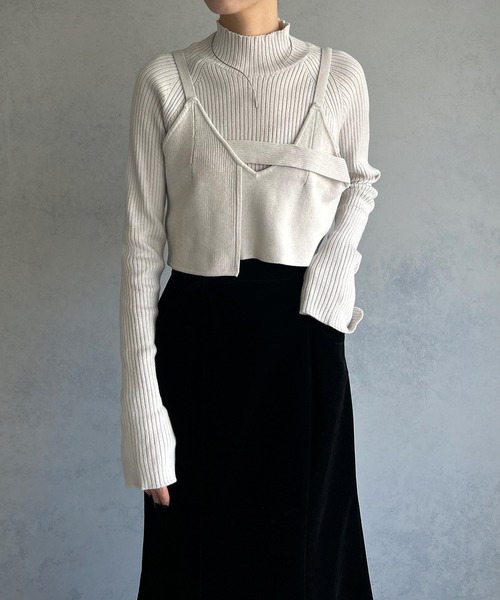 &g'aime（アンジェム）の「【&g’aime】フロントデザインニットビスチェトップス（ニット/セーター・レディース・ブラック/グレイッシュベージュ/パープル/グリーン系その他・FREE）」の14枚目の写真