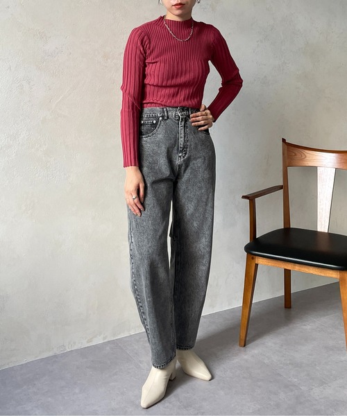 Thevon（ゼボン）の「袖スリット裏リブハイネックニット（ニット/セーター・レディース・ピンク/ブラック/グリーン/アイボリー/ベージュ・FREE）」の10枚目の写真