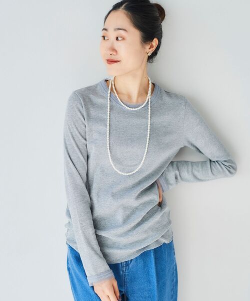 le.coeur blanc（ルクールブラン）の「ラメリブカットソー（Tシャツ/カットソー・レディース・ライトグレー/ブラック/ベージュ・38）」の3枚目の写真