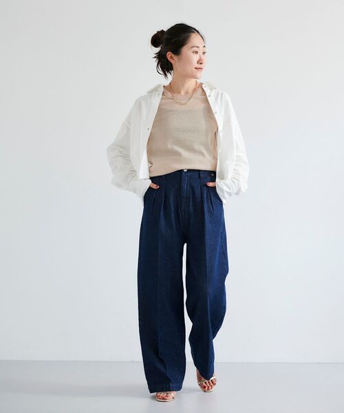 le.coeur blanc（ルクールブラン）の「ラメリブカットソー（Tシャツ/カットソー・レディース・ライトグレー/ブラック/ベージュ・38）」の9枚目の写真