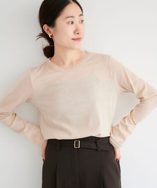 le.coeur blanc（ルクールブラン）の「ラメリブカットソー（Tシャツ/カットソー・レディース・ライトグレー/ブラック/ベージュ・38）」の12枚目の写真