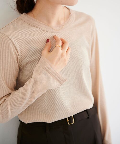 le.coeur blanc（ルクールブラン）の「ラメリブカットソー（Tシャツ/カットソー・レディース・ライトグレー/ブラック/ベージュ・38）」の14枚目の写真
