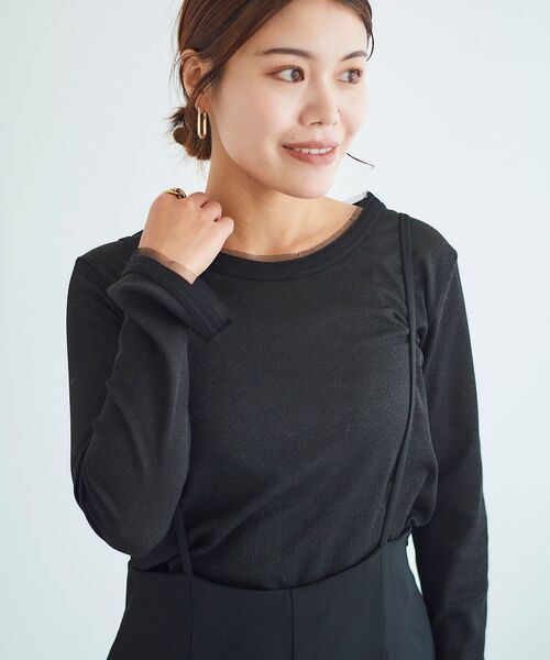 le.coeur blanc（ルクールブラン）の「ラメリブカットソー（Tシャツ/カットソー・レディース・ライトグレー/ブラック/ベージュ・38）」の18枚目の写真