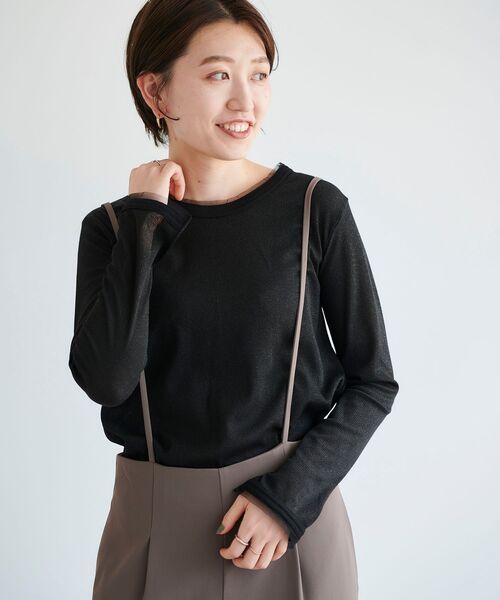 le.coeur blanc（ルクールブラン）の「ラメリブカットソー（Tシャツ/カットソー・レディース・ライトグレー/ブラック/ベージュ・38）」の20枚目の写真