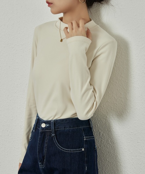 MAISON DE THERESE(メゾン ド テレーズ)の「柔らかなハーフハイネックニットブラウスインナー(シャツ/ブラウス・レディース・ブラウン/モカ/ブラック/アイボリー/Mustard/ベージュ・M)」の2枚目の写真