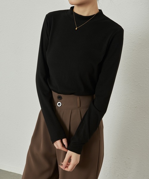 MAISON DE THERESE(メゾン ド テレーズ)の「柔らかなハーフハイネックニットブラウスインナー(シャツ/ブラウス・レディース・ブラウン/モカ/ブラック/アイボリー/Mustard/ベージュ・M)」の3枚目の写真
