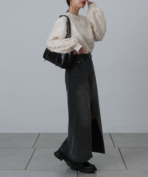 COLONY 2139(コロニートゥーワンスリーナイン)の「フリンジジャガード長袖プルオーバー(Tシャツ/カットソー・レディース・ブラック/アイボリー・FREE)」の15枚目の写真