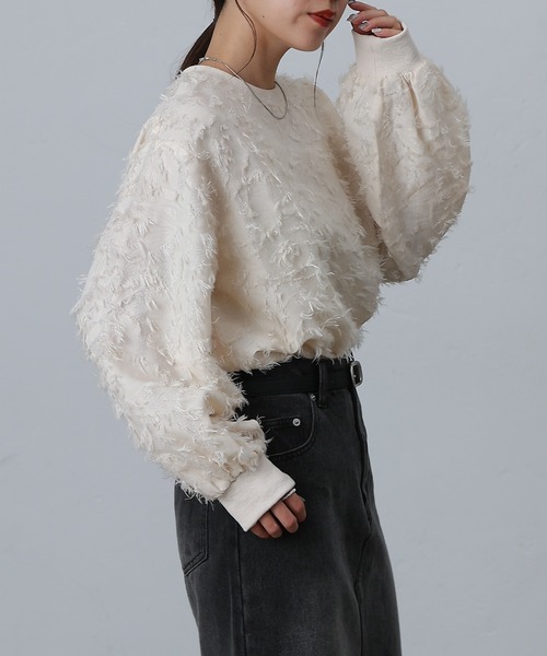 COLONY 2139(コロニートゥーワンスリーナイン)の「フリンジジャガード長袖プルオーバー(Tシャツ/カットソー・レディース・ブラック/アイボリー・FREE)」の12枚目の写真