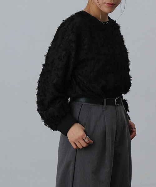 COLONY 2139(コロニートゥーワンスリーナイン)の「フリンジジャガード長袖プルオーバー(Tシャツ/カットソー・レディース・ブラック/アイボリー・FREE)」の19枚目の写真