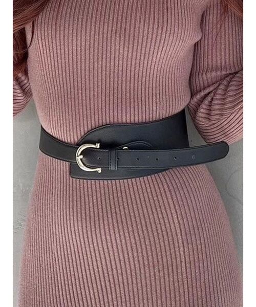 RESEXXY（リゼクシー）の「アシメデザインワイドベルト（ベルト・レディース・ブラック/ブラウン/ベージュ・FREE）」の2枚目の写真