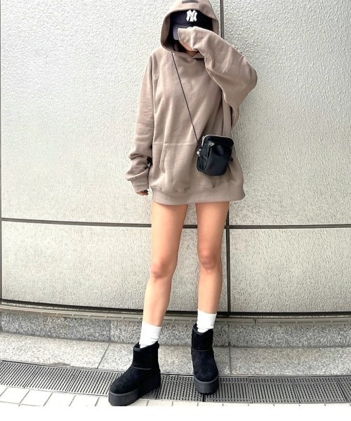 R&E（アールアンドイー）の「【R&E】厚底フェイクムートンブーツ（ブーツ・レディース・ブラック/ベージュ系その他/ベージュ・M/LL/L/S）」の17枚目の写真