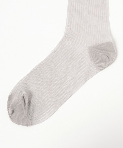 Ray BEAMS（レイビームス）の「Ray BEAMS / シアー リブ ハイソックス（ソックス/靴下・レディース・ライトグレー/イエロー/ブラック・ONE SIZE）」の6枚目の写真