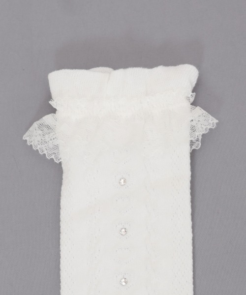 axes femme(アクシーズファム)の「ハート編みハイソックス(ソックス/靴下・キッズ・ネイビー/ホワイト・FREE)」の6枚目の写真